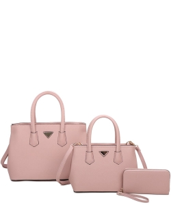 3in1 Saffiano Satchel Handbag Set LF21027T3 PINK